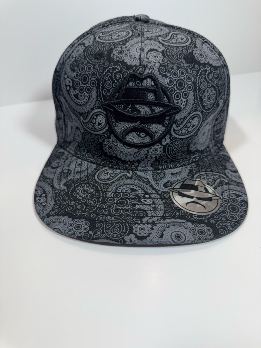 Lowrider Black Charcoal Paisley Snapback Hat with Embroidered Logo